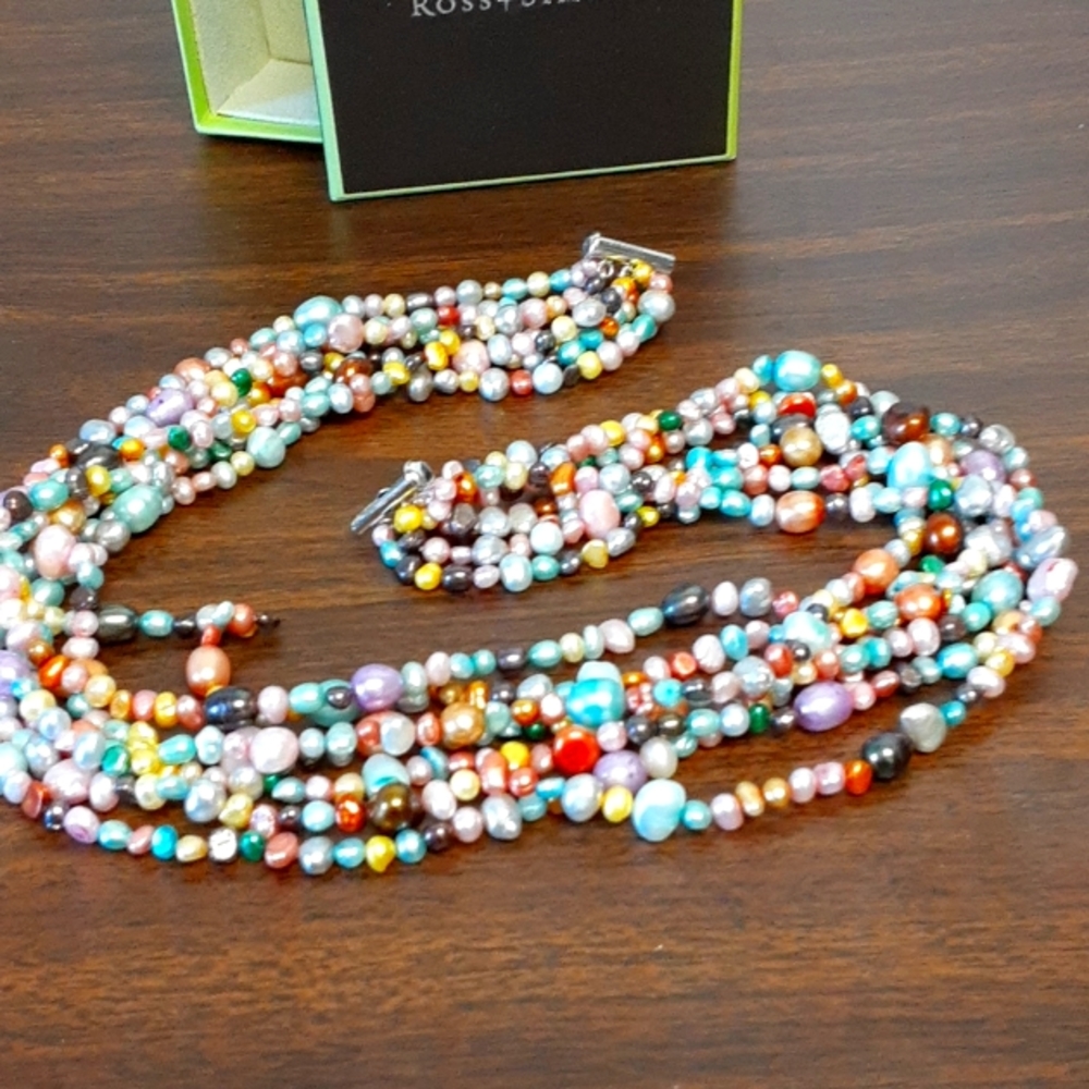 Ross +Simon multi colored pearl choker